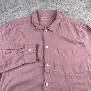 Abercrombie Fitch Shirt Mens XL‎ Pink Linen Blend Button Up Preppy Casual